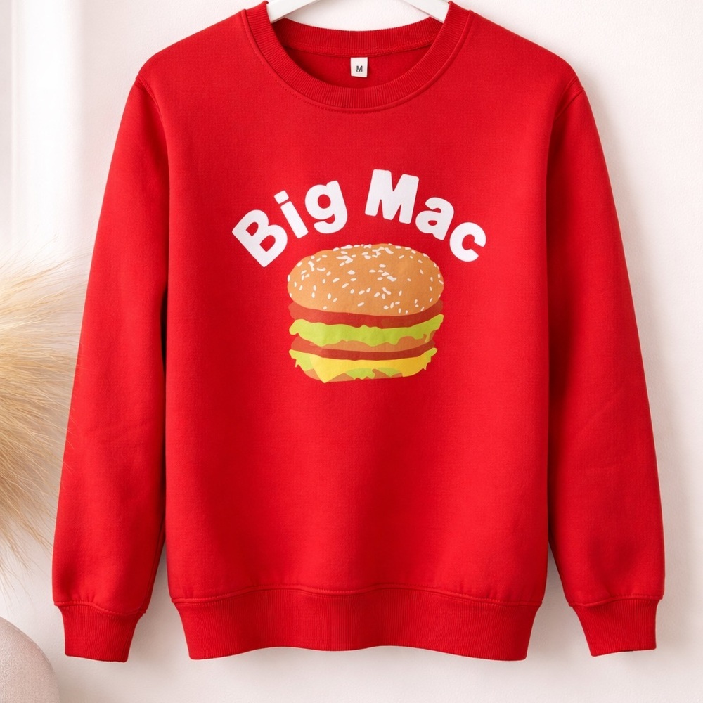 Red Big Mac Sweatshirt Size M Burger Graphic Cozy Crewneck